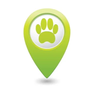 Animal footstep GREEN map pointer Stock Illustration