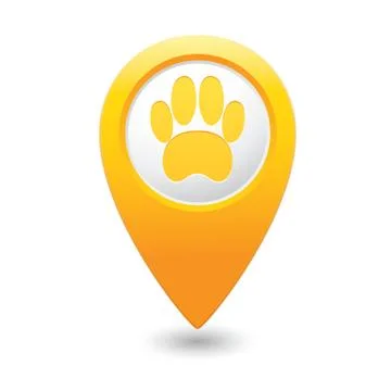 Animal footstep MAP pointer yellow Stock Illustration
