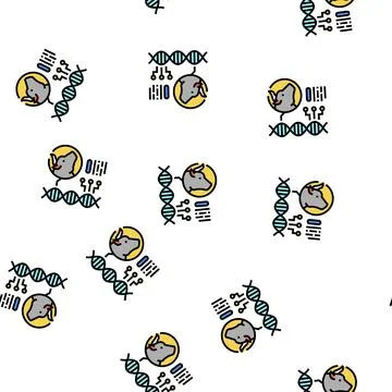 Animal genetic vector seamless pattern flat Stockillustratie