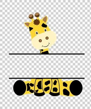 Animal Giraffe Head Split Monogram looking horns ears bar Stock Illustration