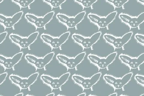 Animal gray background. Fox head with big ears. Stock Illustration