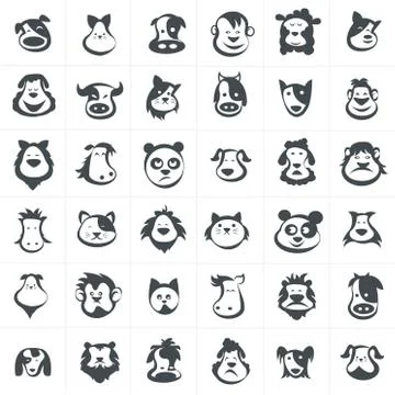 Animal Head Set Stock Illustration