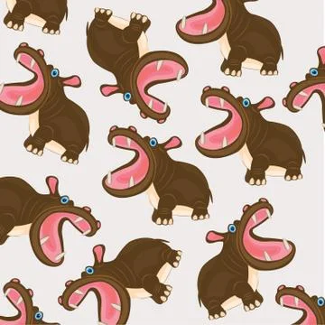 Animal hippopotamus pattern Stock Illustration