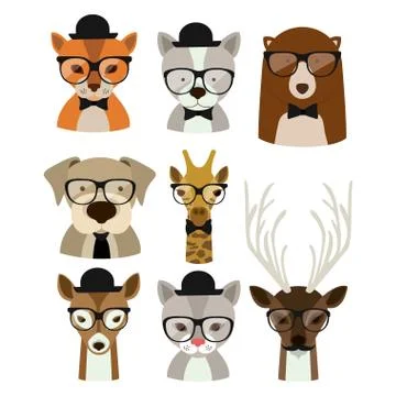 Animal hipster design over  background,vector illustration Stock Illustration