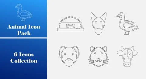Animal Icon Pack Editable Vector Outline Collection 스톡 일러스트