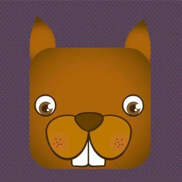 Animal icon, square head squirrel with dotted background, vector illustration Stock Illustration