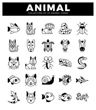 Animal icons.. clean flat vector art. Stock Illustration