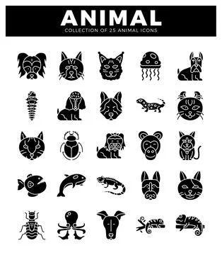 Animal icons for creative design. Stock Illustration