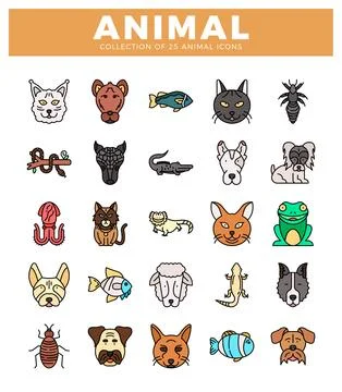 Animal Icons in Flat Design Stock Illustration