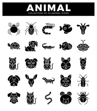 Animal icons. graphic design elements. flat vector illustrations. isolated .. イラスト素材