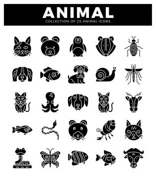 Animal icons in a grid pattern Stock Illustration