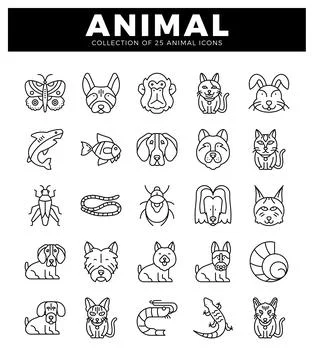 Animal icons on a white background. abstract vector art Stock Illustration
