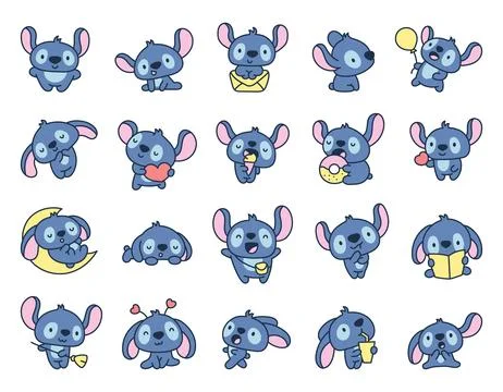 Animal kawaii characters set Stock Illustration