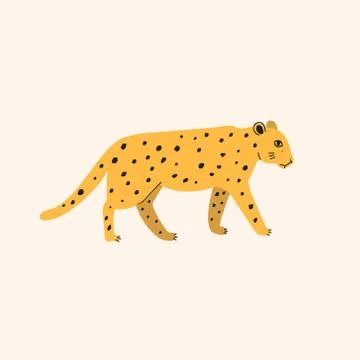 Animal Leopard. Vector drawing leopard with in flat style. Cartoon image of a Stock Illustration