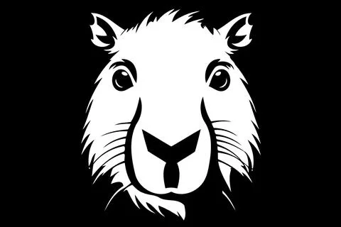 Animal mammal capybara head in black and white Stock Illustration