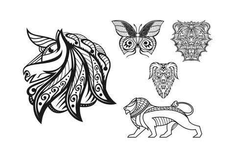 Animal mandala bundle Stock Illustration