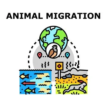 Animal migration ecosystem movement mapping routes concept Stock Illustration