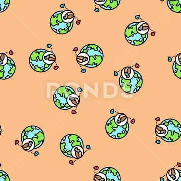 Animal migration paths vector seamless pattern Illustrazione stock