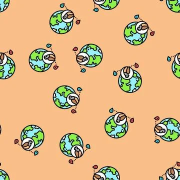 Animal migration paths vector seamless pattern Illustrazione stock