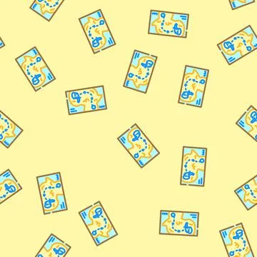 Animal migration paths vector seamless pattern Illustrazione stock