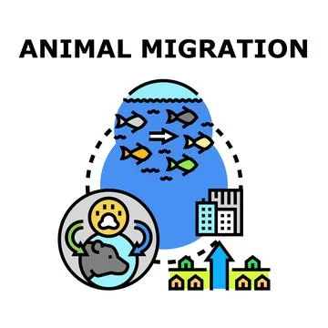 Animal migration process moving species and people illustration Stock Illustration