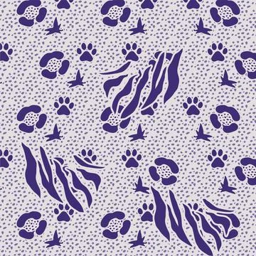 Animal Mix Pattern Seamless Background Design Stock Illustration