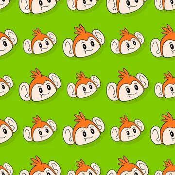 Animal monkey cute seamless repeat pattern. background illustration Stock Illustration