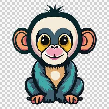 Animal Monkey Silhouette Sitting Down solid black white Stock Illustration
