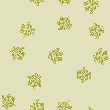 Animal monster funny line vector seamless pattern Stock Illustration