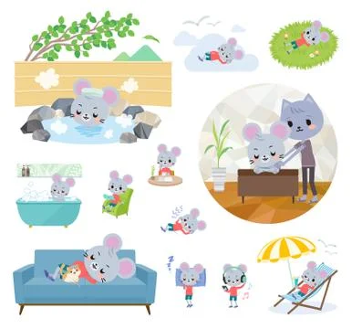 Animal mouse boy relax Stock Illustration