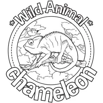 Animal Outline Vector Chameleon Stock Illustration