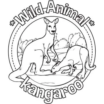 Animal Outline Vector Kangaroo Stock Illustration