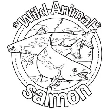 Animal Outline Vector Salmon Stock Illustration
