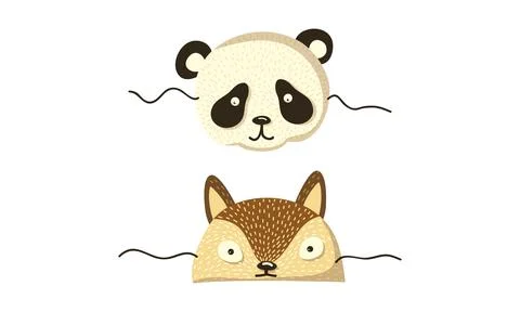 Animal Paper Mask with Side String Vector Set Illustrazione stock