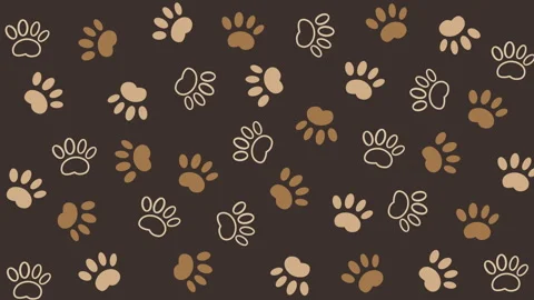 Animal pattern dog paw print on brown background. Loop simple animation. Stock Footage 305633697