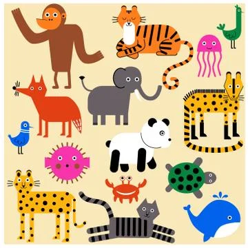 Animal pattern flat illustration seamless design イラスト素材