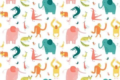 Animal pattern flat illustration seamless design 스톡 일러스트