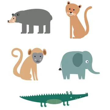 Animal pattern flat illustration on white 스톡 일러스트
