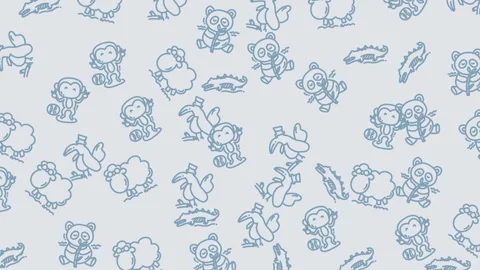 Animal pattern holiday cheer bursts from this cartoon monkey sheep panda bird an Stock Footage 322508138