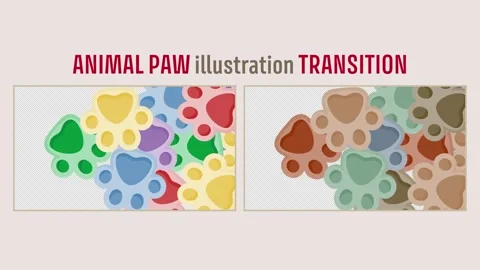 Animal paw illustration transition set 動画素材 310581053