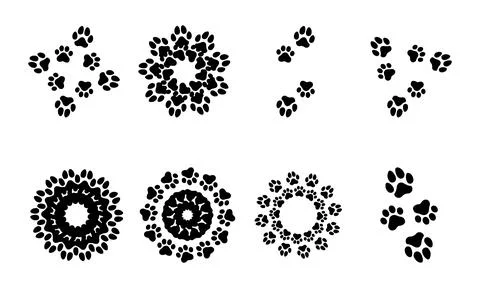 Animal paw print patterns in black artistic abstract Stock Illustration