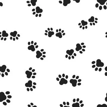 Animal paw print seamless pattern background. Business flat vector illustrati Stock Illustration