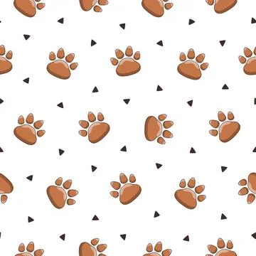 Animal paw print. Seamless pattern. Stock Illustration