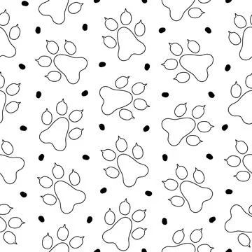 Animal paw print. Seamless pattern. Coloring Page. イラスト素材