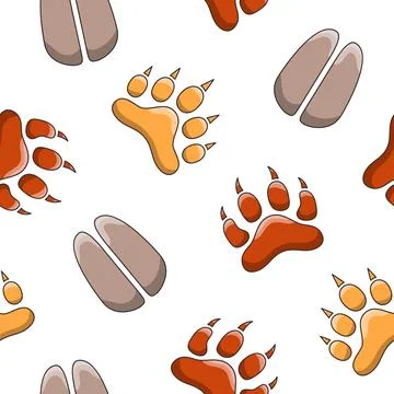 Animal paw print. Seamless pattern. Stock Illustration