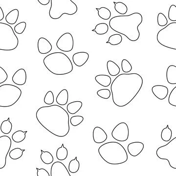 Animal paw print. Seamless pattern. Coloring Page. 스톡 일러스트