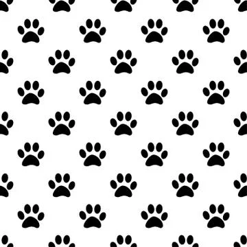 Animal paw seamless gray pattern Stock Illustration
