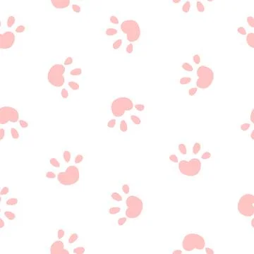 Animal Paw Seamless Pattern Simple Background. Vector Illustration Stock Illustration
