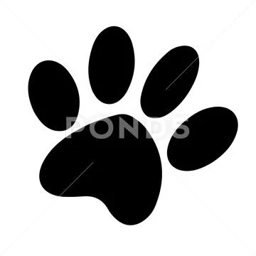 Animal paw print from dog or cat vector illustration icon Stock