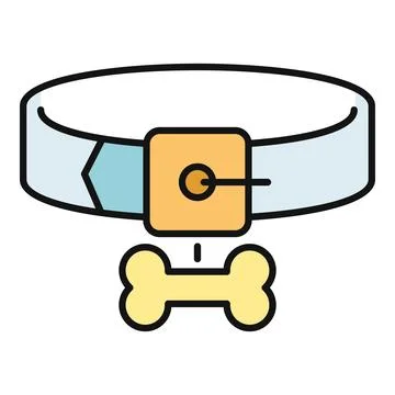 Animal pet collar with bone identification tag Stock Illustration